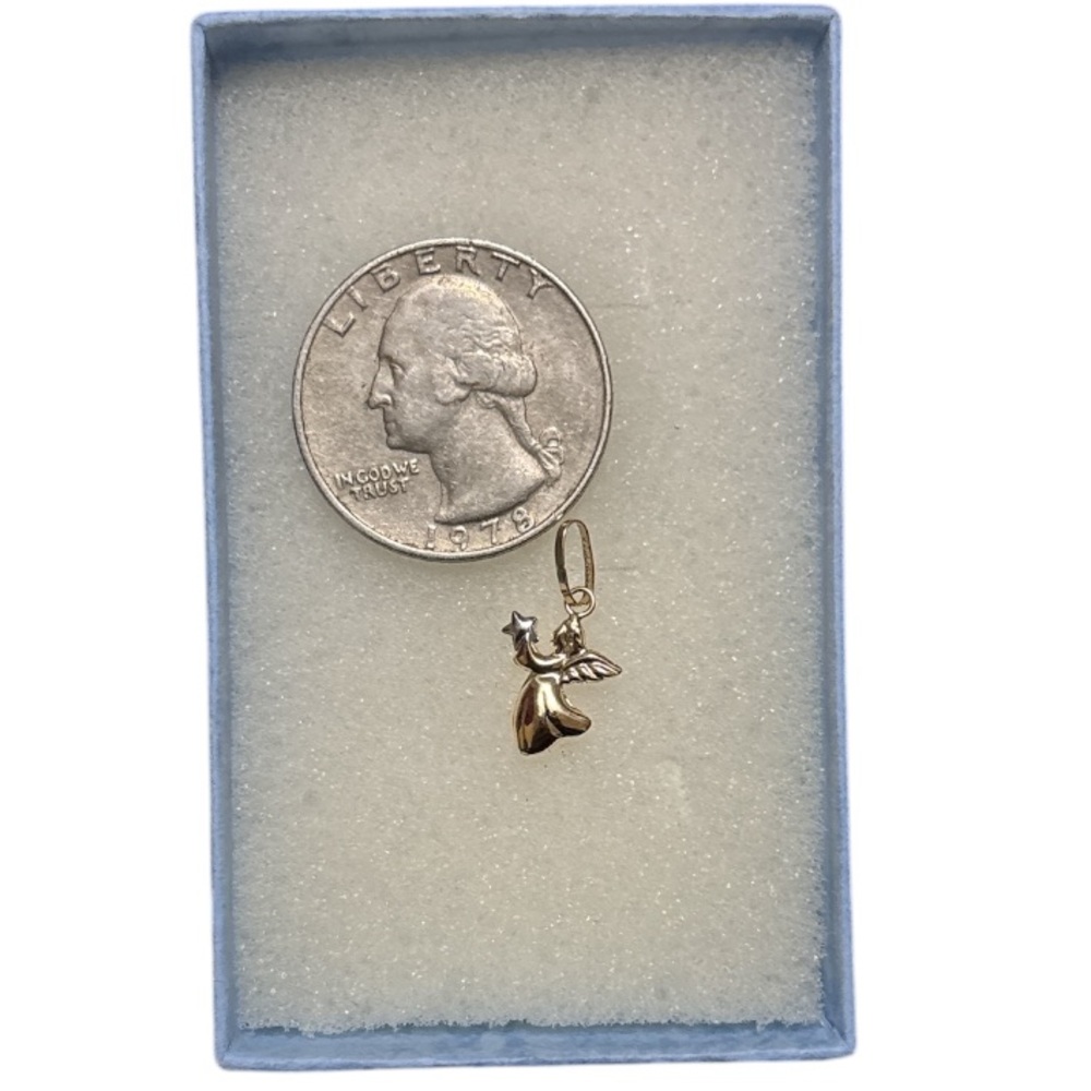 14k Yellow Gold And White Gold Angel Pendant / Charm - Picture 3 of 4